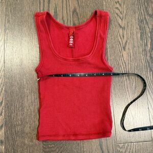 Skims Red Ribbed Tank Top